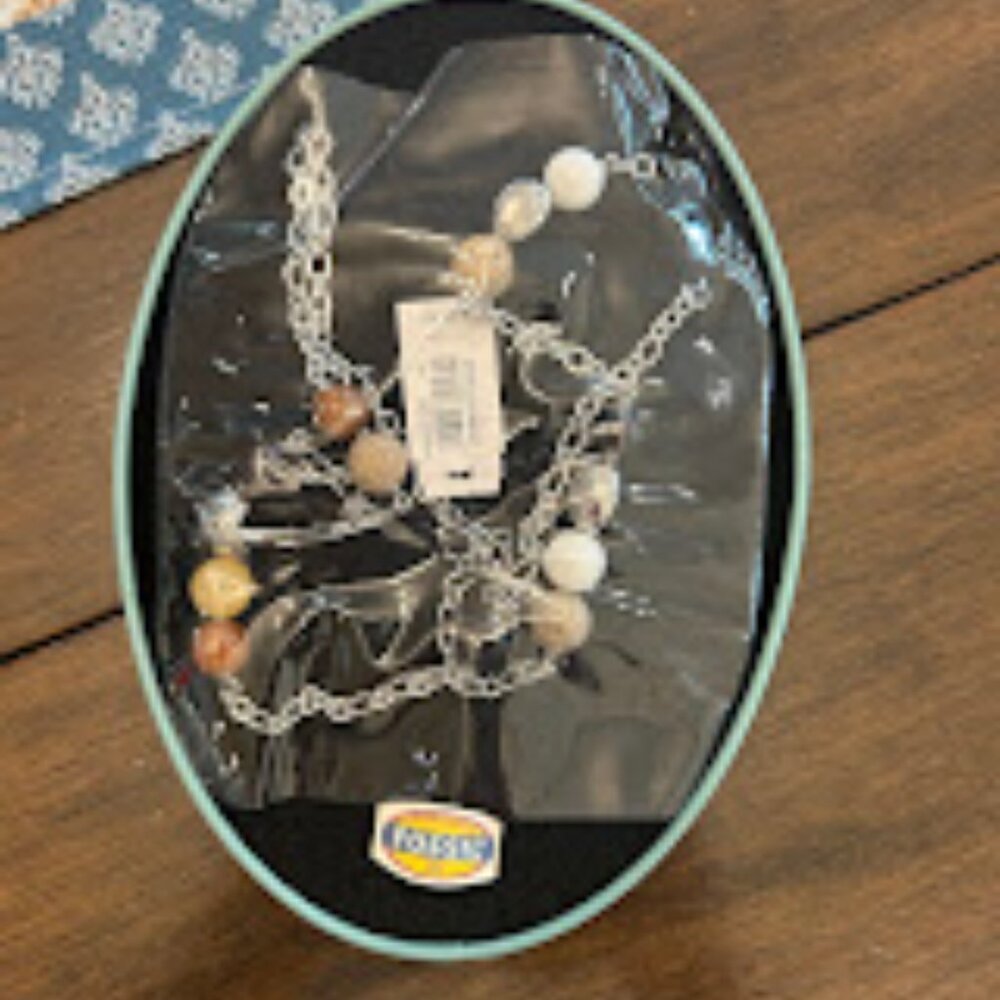 NWT Fossil Beaded Necklace with Original "Finch Seed Mix" Novelty Tin - Picture 5 of 7